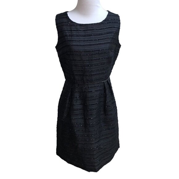 Cynthia Rowley Women's Size 6 Sheath Dress Sparkles Sleeveless Black Striped - Picture 1 of 8